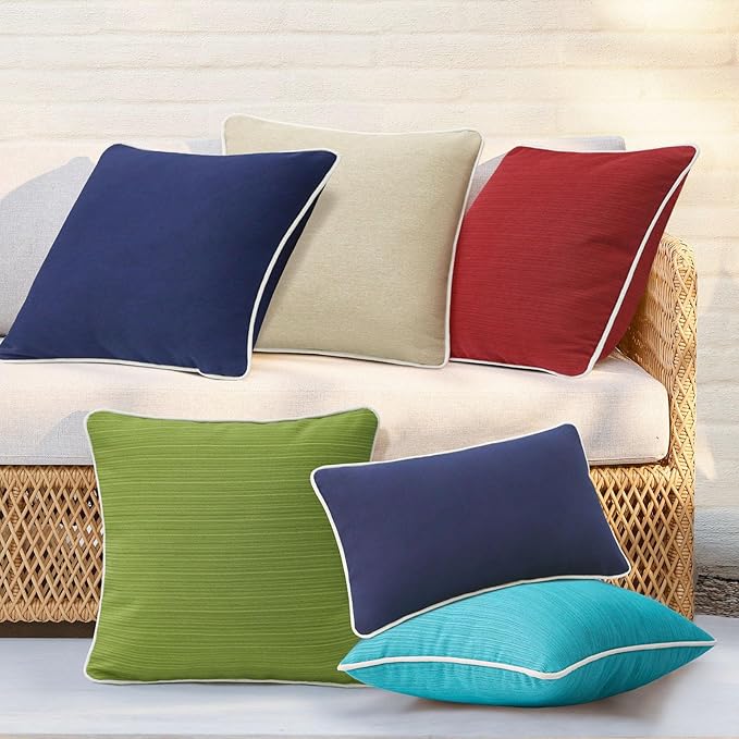 Unimatta Decorative Outdoor Water Repellent Throw Pillows with Inserts, Set of 4, 20" x20" Pillows for Patio, Backyard, Bed, Couch, and Patio Furniture, Turquoise
