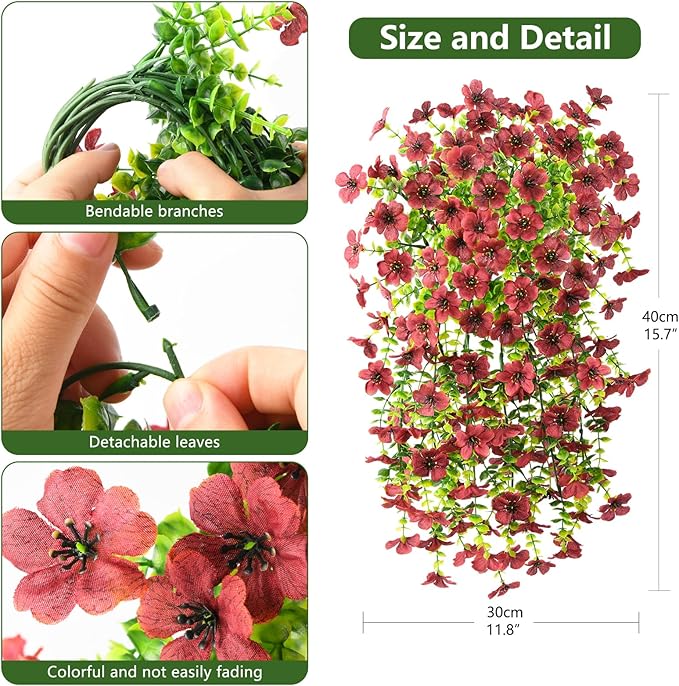 Artificial Fake Mums Fall Flowers Plants for Outdoor Decoration, 2 PCS Faux Daisy Silk Flowers Outside UV Resistant Realistic Home Autumn Decor for Porch Patio Balcony Garden Window Box(Brown)