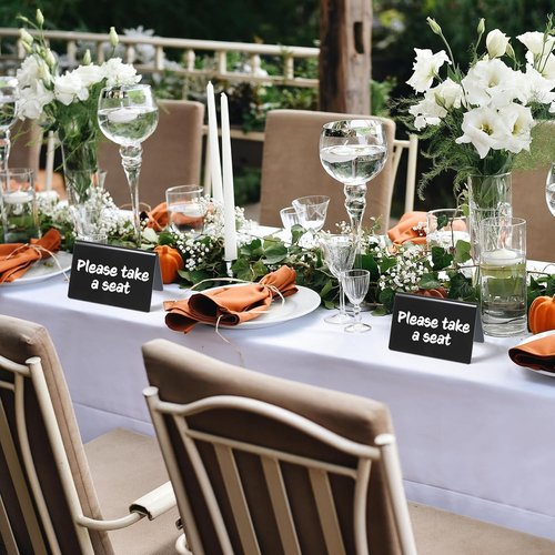 Skiennix Acrylic Mini Chalkboard Signs - 20 Pack Black Food Labels for Weddings & Buffets