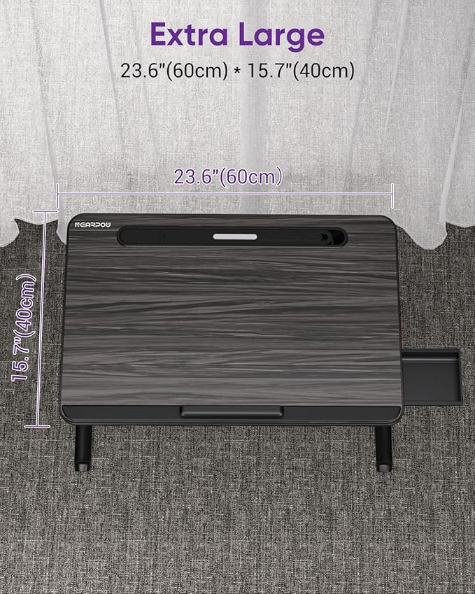 NEARPOW Laptop Desk for Bed with LED Light, Adjustable Foldable Bed Table Lap Desk,Computer Tray Laptop Stand with Book Stand,Wrist Rest, Storage Drawer for Adults Kids Writing Work Study Couch Floor