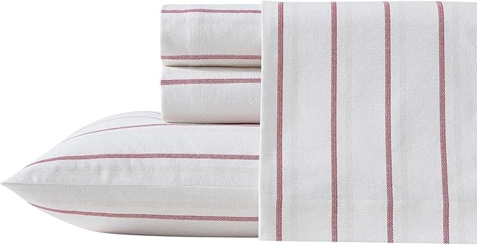 Eddie Bauer - Queen Bed Sheets, Cotton Flannel Bedding Set with Matching Pillowcases, Brushed for Extra Softness, Deep Pocket, Oeko-Tex Certified (Cooper Falls Red)
