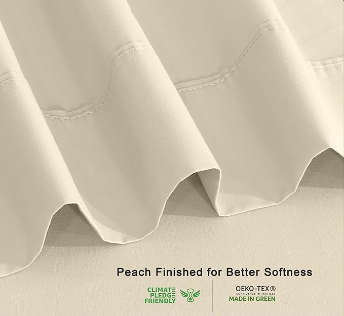 RUVANTI 100% Organic Cotton Sheets Twin XL, Percale Weave, GOTS Certified, 3-Piece Set, Deep Pocket 15", Crisp & Breathable, Soft Durable Bedding, Sábanas Algodón Orgánico – Cloud Cream
