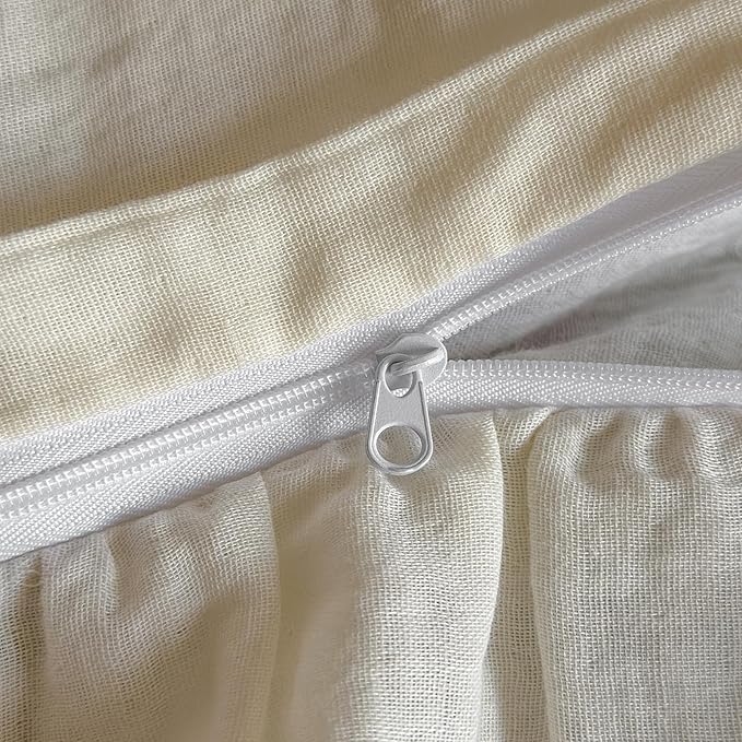 VM VOUGEMARKET Chic Floral Duvet Cover Full with Romantic Ruffles 100% Organic Cotton,Soft Textured Gauze Weave Comforter Cover with Zip Closure and Corner Ties- 80"x90"