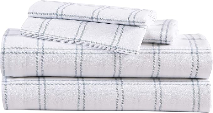 Eddie Bauer - Twin Sheets, Cotton Flannel Bedding Set, Brushed For Extra Softness, Cozy Home Decor (Westridge Plaid, Twin)