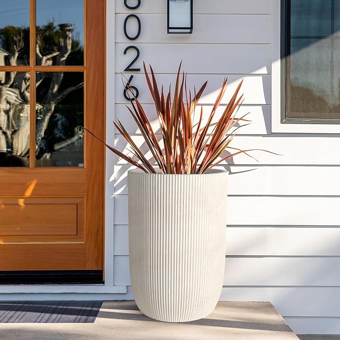 Oakrain 21" H Tall Planter, Large Indoor Outdoor Decorative Pot with Drainage Hole, Modern Decorative Garden Pots for Home Patio Porch, Living Room, Entryway