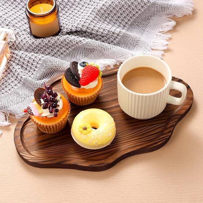 Small Decorative Tray Wood Decorative Serving Tray for Candles Perfume, Cloud Wooden Jewelry Tray Trinket Dish, Wooden Trays for Coffee Table Home Decor