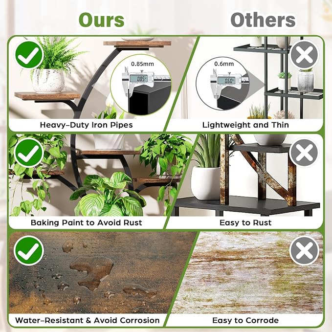 Indoor Plant Stand with Grow Lights, 7 Tiered, 44" Tall | Plant Shelf, Heavy Duty Anti-rust Iron Pipes, Water-resistant & Anti-corrosive Wood, Auto Timer, Long-lasting