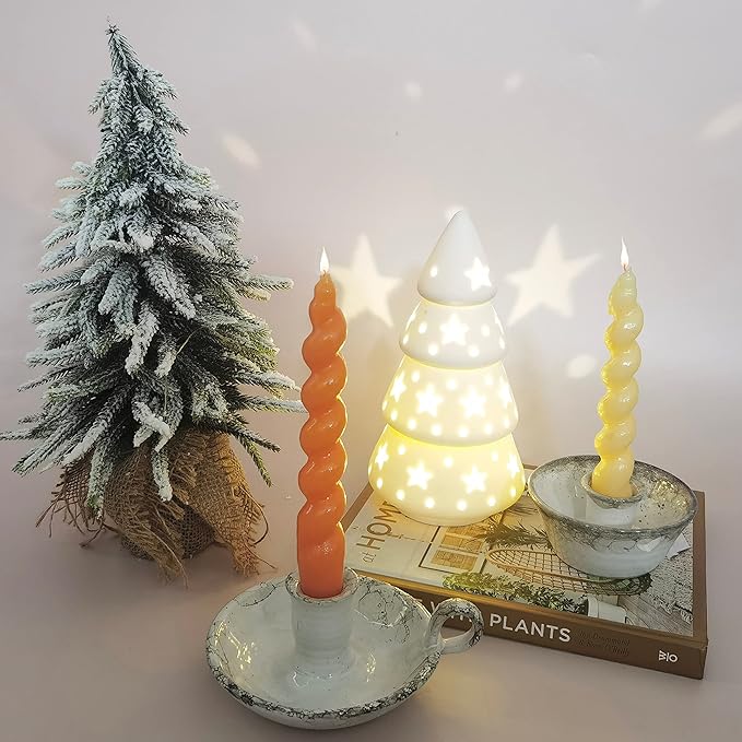 Candle Holder Ceramic Candlestick Holder, Candlelight Stand for Spell Candles, Taper Candles, and Incense, Halloween Christmas Dining Room Home Decoration Display