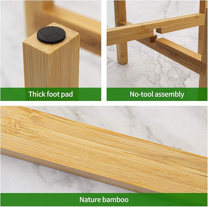 DAORFAA Bamboo Plant Stand, Flower Potted Holder, up to 8 Inch Pot - Nature, Mid Century Modern (Pot Not Included) (1 Pack)