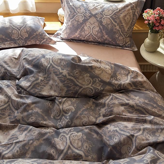 AOJIM Nordic Style Unique Pattern Duvet Cover Set for Kids Adults, Pure Cotton Soft Comforter Cover Set 3pcs, 1 Multicolored AB Version Quilt Cover Twin Size and 2 Matching Pillowcases, No Quilt