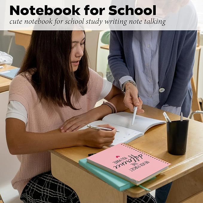DSHFG Pink Notebook Journal for Women Employees Gifts, Notebooks for Work Office Supplies, Appreciation Gifts Thank You Gift, Spiral Notebook, Never Forget The Difference You Make, 5.5x8.3
