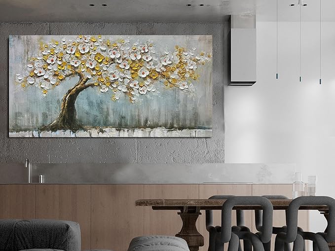 Brushart Gold Tree Wall Art Large Canvas Art Wall Decor for Living Room Picture, Painting Wall Decor Textured for Walls for Bedroom Home Office, 48"x24"