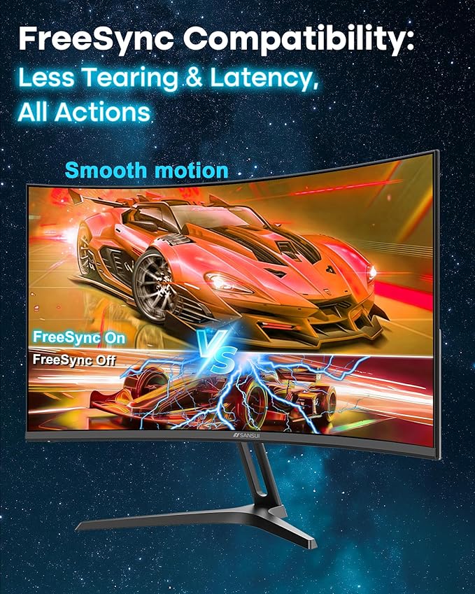 SANSUI 24 Inch Curved 240Hz Gaming Monitor FHD 1080P, 1500R Curve Computer Monitor, 124%sRGB, 3000:1 Contrast Ratio, HDR, FreeSync, MPRT 1Ms, Low Blue Light, HDMI DP ports.(ES-G24C1 PRO DP Cable Incl)