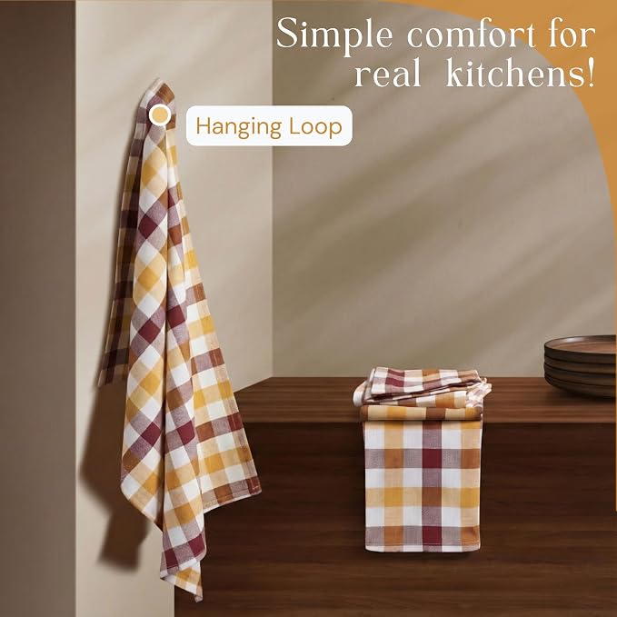 Multi Dish Towels 4 Pack Combo, 18"x26", Quick Drying Cloths, 100% Cotton, Absorbent Wash Rags, Washable, Reusable Cleaning Towels for Dishes, Kitchen Drying Use - Multi Pack