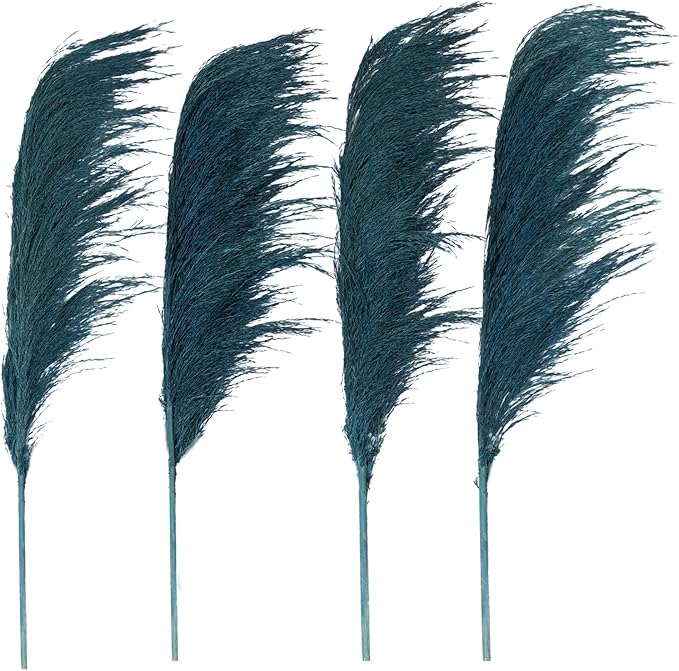Pampas Grass Decor Tall,Long Pampas, Large Pompas Floral, Elegant Feather Flowers for Wedding Decorations, Living Room Decor (Natural Teal, 8pcs 31.5"(80cm))