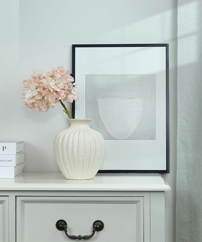 Ceramic Vase Rustic White for Farmhouse, Small Table Decorative Vase for Home Decor, Nordic for Ofice Hotel Living Room, Shelf, Tabletop Décor