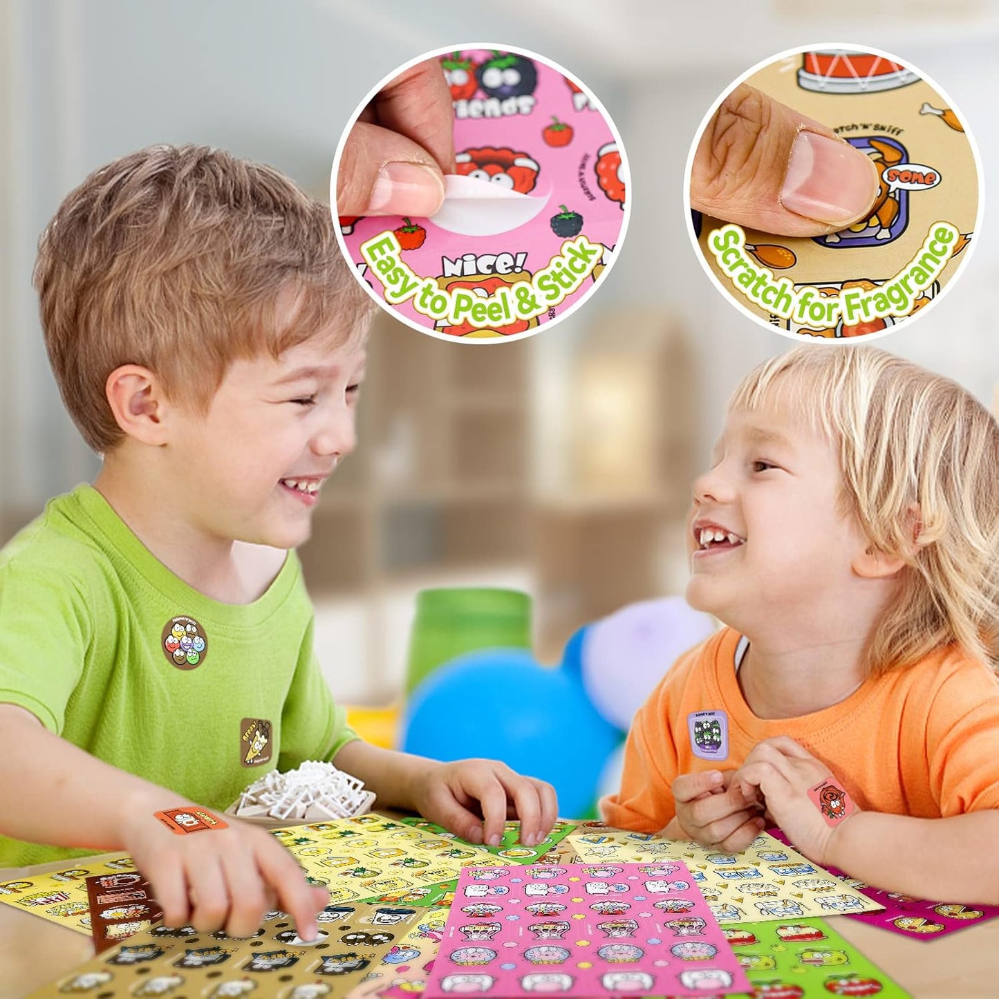 Skiennix Scratch and Sniff Stickers - 576 Pieces with 24 Scents | Fun Reward Stickers for Kids