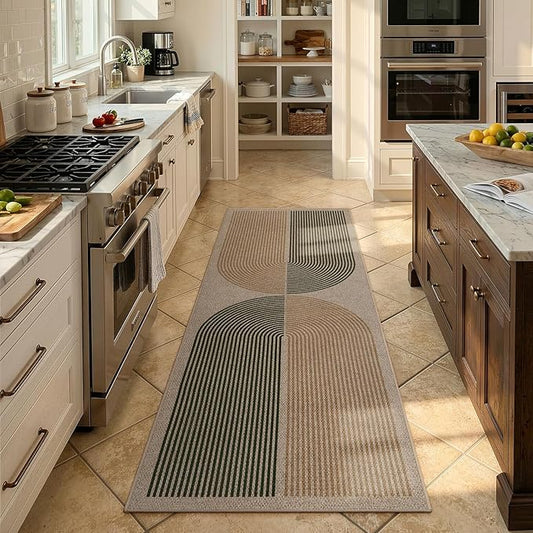 Lahome Enfys Modern Rainbow Easy Jute Rug, 2x6 Kitchen Runner Washable Rug Runners for Hallways Farmhouse Carpet, Non Slip Indoor Outdoor Runner Contemporary Door Mat for Laundry Porch