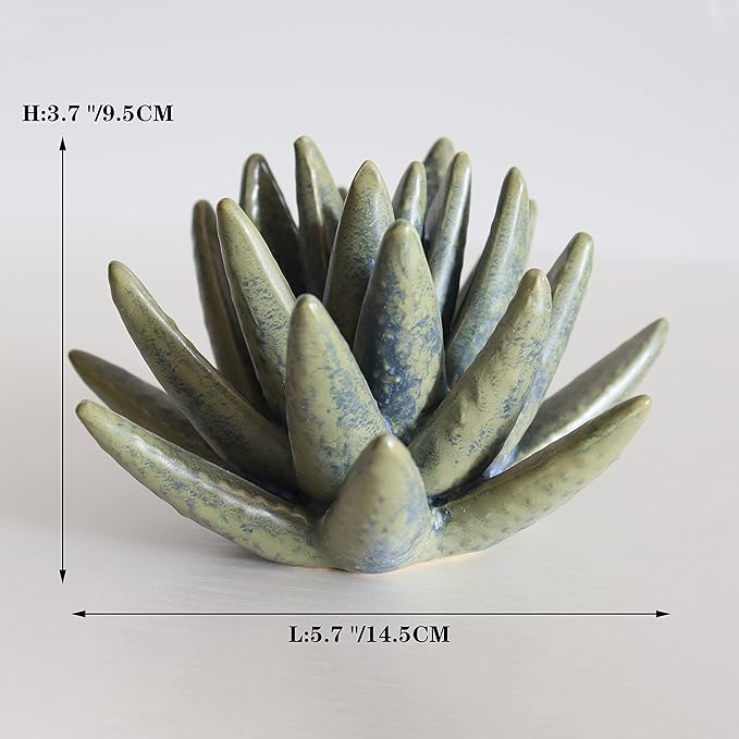 Ceramic Succulent Flowers Table Top with Stable Base, 3D Handmade Tablescape Decorative (Cactus)