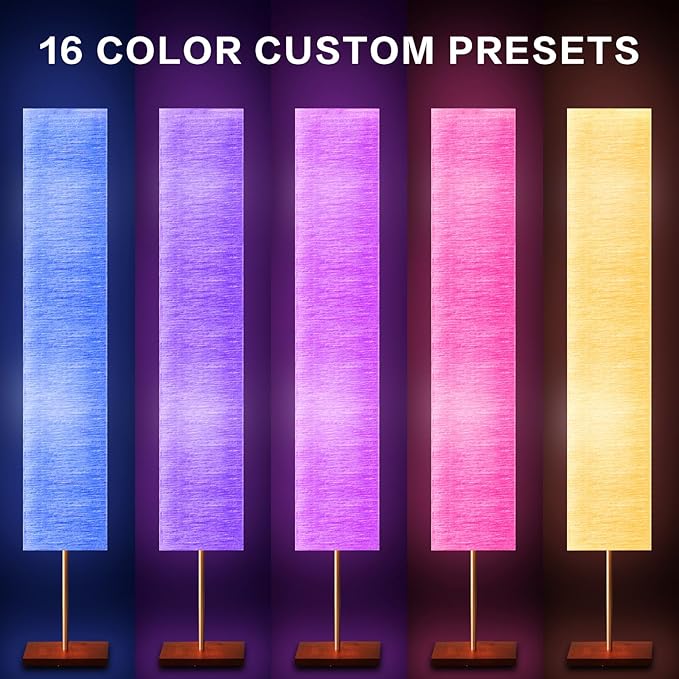 GyroVu 65“ Floor Lamp for Living Room, RGBW Color Changing Led Floor Lamp Standing Lamp Corner Tall Lamp with Remote Control Rice Paper Lamp for Bedroom, Office Beige(Bulbs Included)