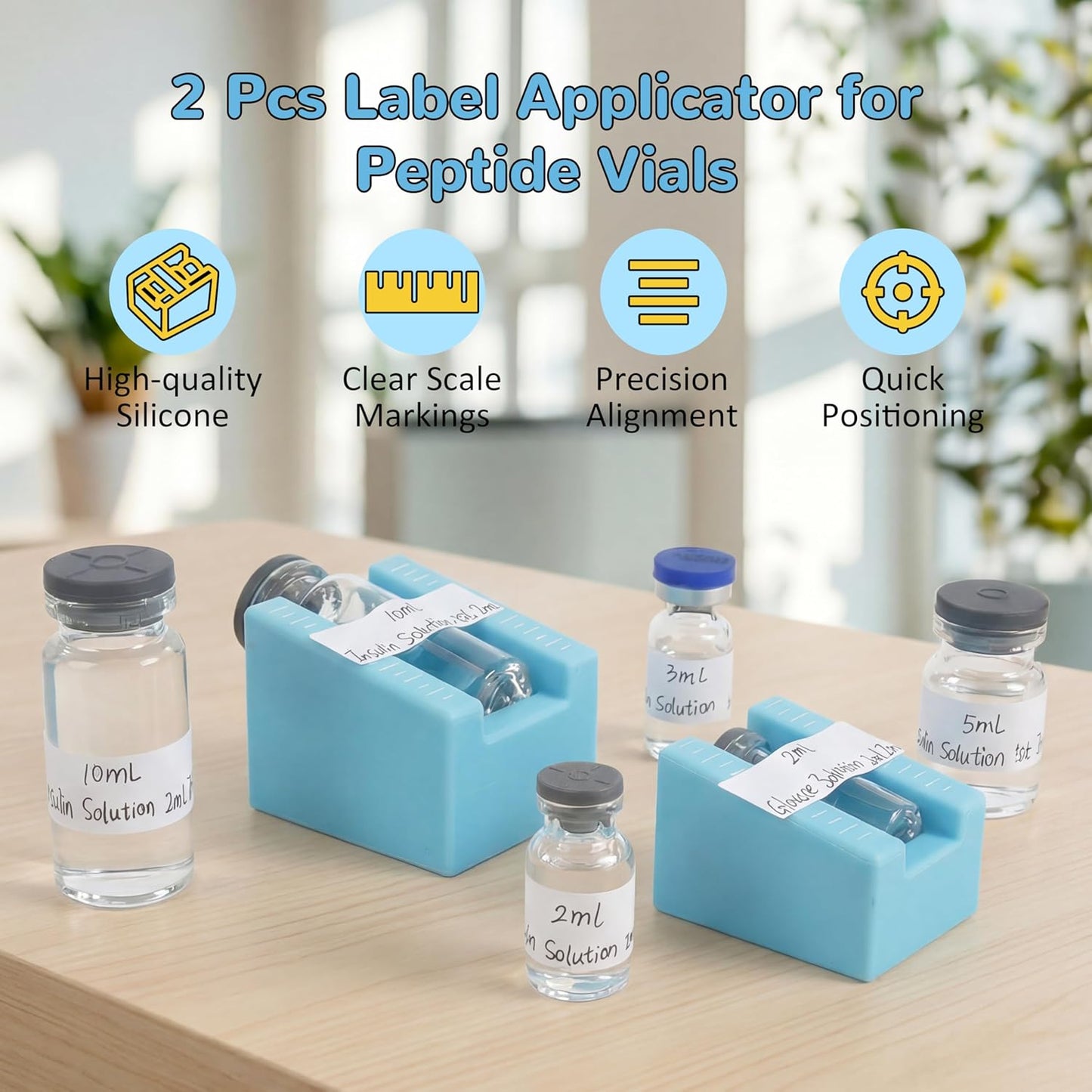 Skiennix Peptide Vial Label Applicators - Time-Saving Handheld Tool for 2ml/3ml & 5ml/10ml Vials