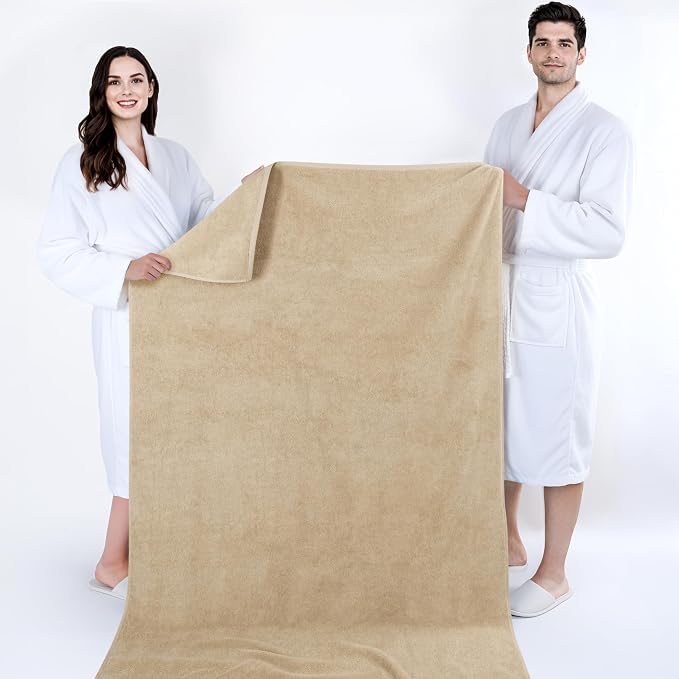 Cotton Paradise 100% Cotton Turkish Towel, Soft Absorbent Quick Dry, 40x80 Oversized Bath Sheet Towel, Beige