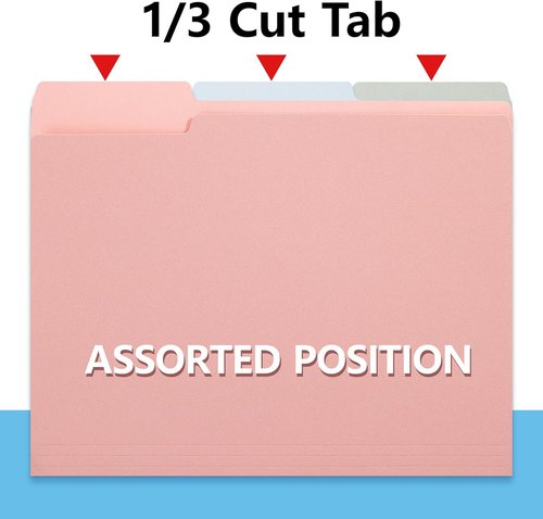 PMYBUPo Peachy-Pink File Folders - 100 Pack Manilla 8.5x11 | Colorful Office & School Supplies