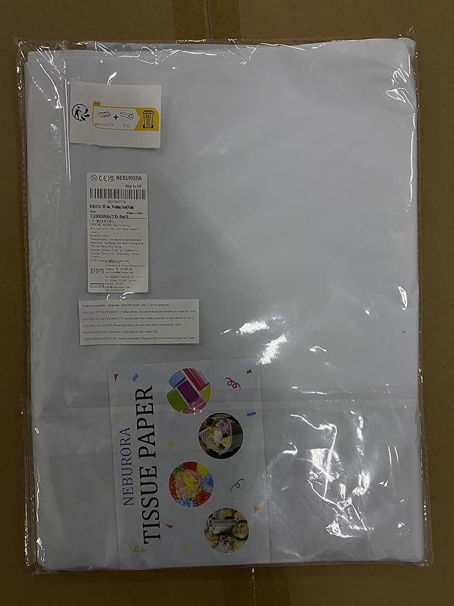 NEBURORA 120 Sheets White Tissue Paper 14 x 20 Inches White Wrapping Tissue Paper Bulk for Gift Bags Packaging Floral Filler Crafts Birthday Christmas Wedding Decor