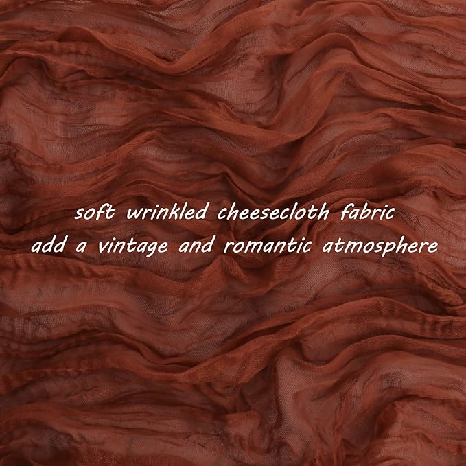 12 Pack 13Ft Cheesecloth Table Runner 35x157 Inch Boho Gauze Table Runner Cheese Cloth Long Rustic Table Runners for Wedding Bridal Shower Birthday Party Table Decor (Terracotta)