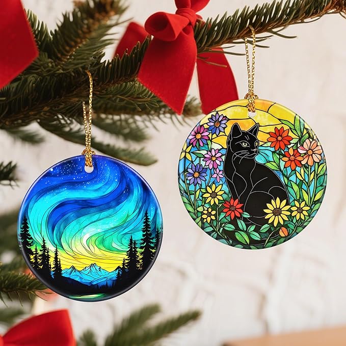 Christmas Ornaments: Christmas Tree Decorations, Black Cat Holiday Decor, Stocking Stuffers, Gift Ideas, Xmas Gifts & Gifts for Cat Lover