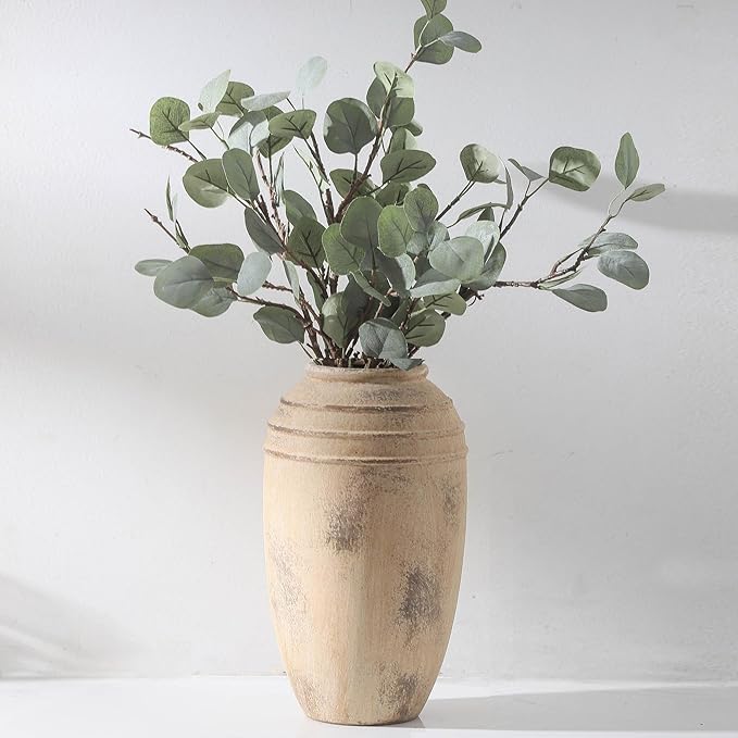 Large Ceramic Vase, 12.87 inch Tall Flower Vase for Home Decor, Vintage Retro Farmhouse Table Vases, Dining Table, Living Room, Kitchen, Office Decoration