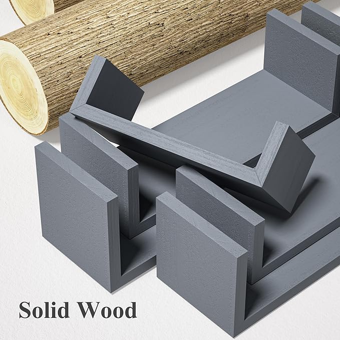 SRIWATANA Floating Shelves for Wall, Wall Shelves for Bathroom, Bedroom, Living Room, Kitchen, Office, Wood Shelves for Home Decor Set of 5 (Weathered Grey)