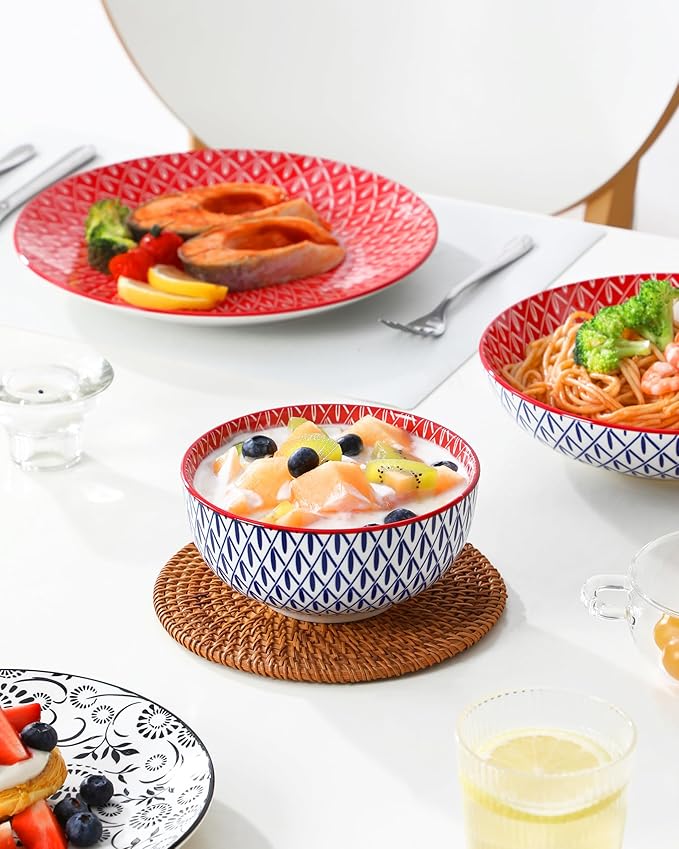 vancasso SELENE Plates and Bowls Set for 6, 24 Pieces Dinnerware Sets, Mircowave and Dishwasher Safe Dishes Set, Porcelain Muted Dinnerware
