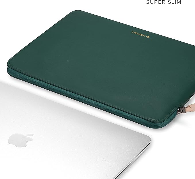 Comfyable Slim Protective Laptop Sleeve 14 Inch Snugly Compatible with MacBook Pro 14-inch M5 M4 M3 M2 M1 Pro/Max 2025, PU Leather Bag Waterproof Cover Notebook Computer Case for Mac, Green