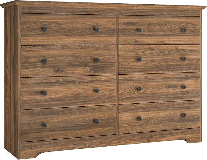 Brown Dresser for Bedroom，55" Wide 8 Drawers Dressers,Modern Wooden Chest for Living Room, Hallway