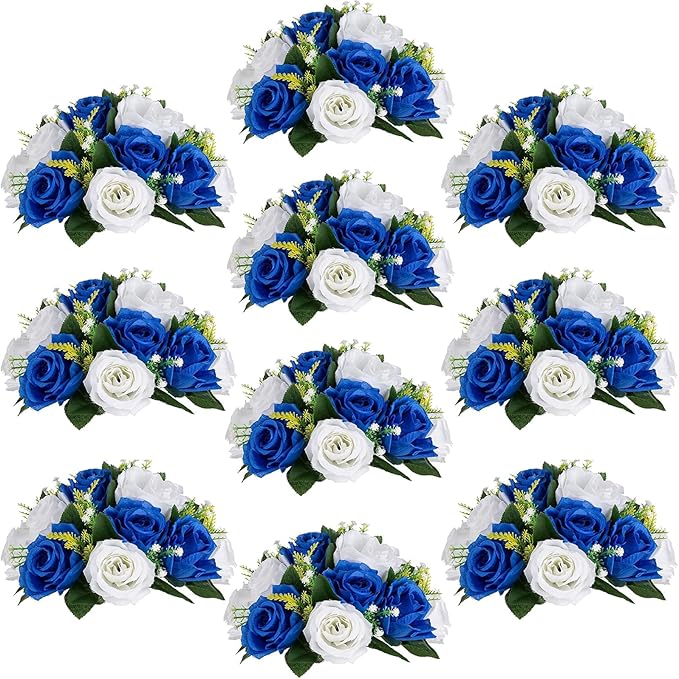 Flower Centerpieces for Wedding Tables: Wedding Table Decorations Royal Blue White Flower Balls Centerpieces for Engagement Cerebration Party Center Pieces 10 Packs