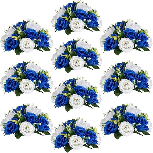 Flower Centerpieces for Wedding Tables: Wedding Table Decorations Royal Blue White Flower Balls Centerpieces for Engagement Cerebration Party Center Pieces 10 Packs