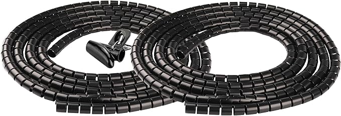 Cable Sleeve Organizer 19.7ft Cord Wire Wrap Coiled Tube Sleeve Cable Management Sleeve for Home Office PC TV Black