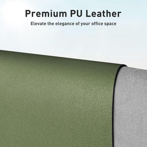 Aothia Leather Desk Pad Protector - Non-Slip PU Leather Office Mat | Waterproof Writing Pad (36" x 17", Olive Green)