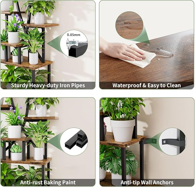 Plant Stand Indoor with Grow Lights, 8 Tiered Tall Plant Shelf for Indoor Plants Multiple, 65" Large Corner Shelves Metal Curved Flower Holder Display Rack for Living Room Patio Balcony, White