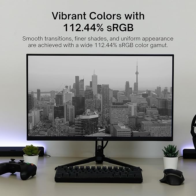 Pixio PX248 Wave 24 inch 200Hz Refresh Rate FHD 1080p Resolution Fast IPS Panel 1ms GTG Response Time Built-in Speakers Gaming Monitor with Adaptive Sync
