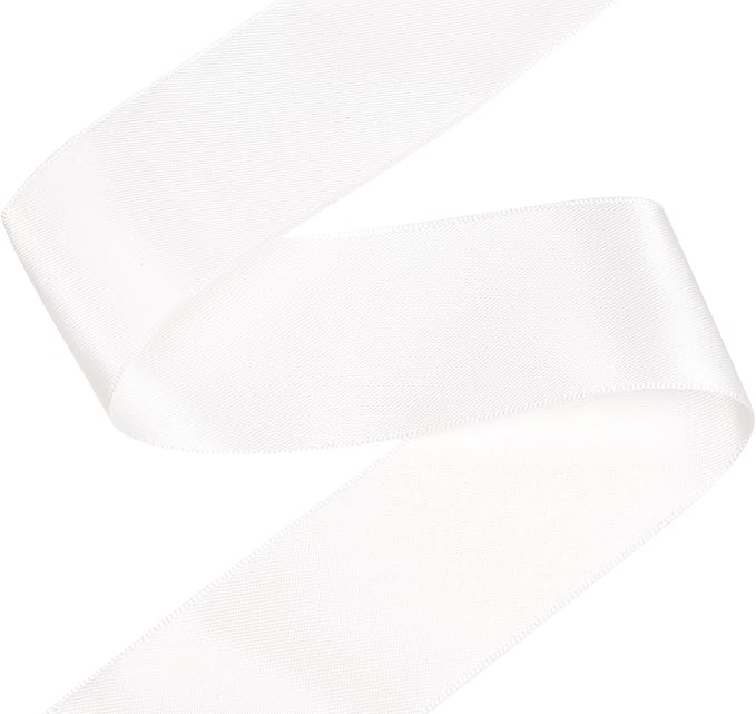 YAMA Double Face Satin Ribbon - 1 1/2 Inch 25 Yards for Gift Wrapping Ribbons Roll, White