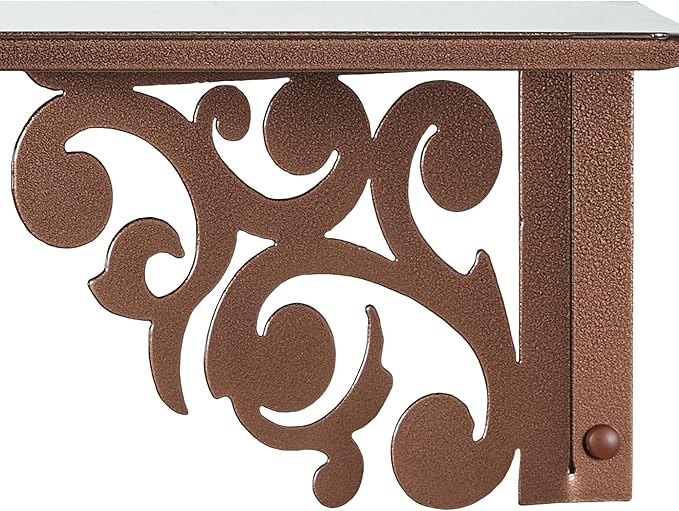 Touch of Class Noble Scrolls Metal Wall Shelf | Antique Copper | Scrolling Designs | Display Shelves for Bedroom, Living Room, Bathroom, Entryway, Office, Hallway