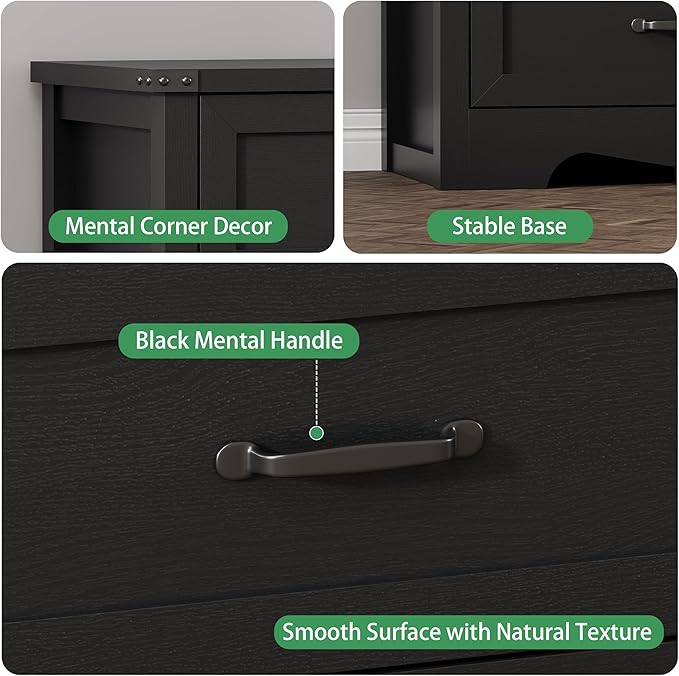 Dresser for Bedroom with 9 Drawers, 63" Wide Wood Chest of Drawers with Deep Drawers & Mental Handle, Modern Dresser TV Stand, Wooden Closet Storage Organizer for Living Room, Hallway, Entryway, Black