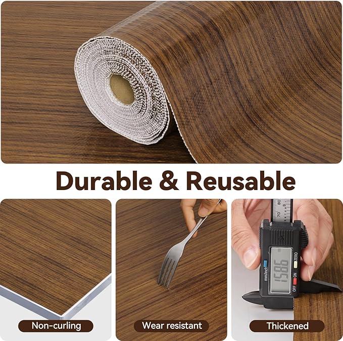 Drawer Shelf Liner for Kitchen Cabinets, Non Adhesive Slip Resistant Shelf Paper Easy to Clean, Strong Grip Thickened Waterproof Washable Mats for Pantry Shelves, Cupboard, Wood Grain, 12 in x 30 FT