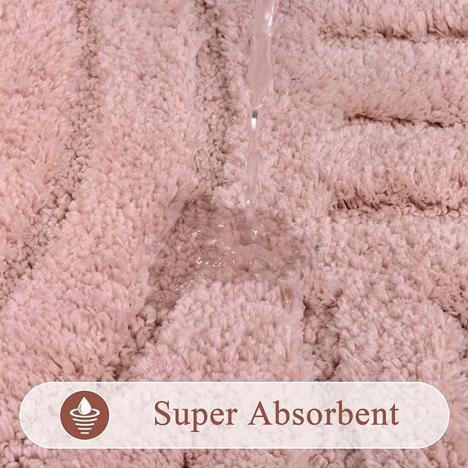 SHACOS Super Soft Bathroom Runner Rugs 24"x60" Non Slip Boho Bathroom Mats Microfiber Absorbent Carpet for Bath Room Machine Washable Shaggy Bath Rugs for Shower Bathtub Home Decor, Grey Pink 2'x5'