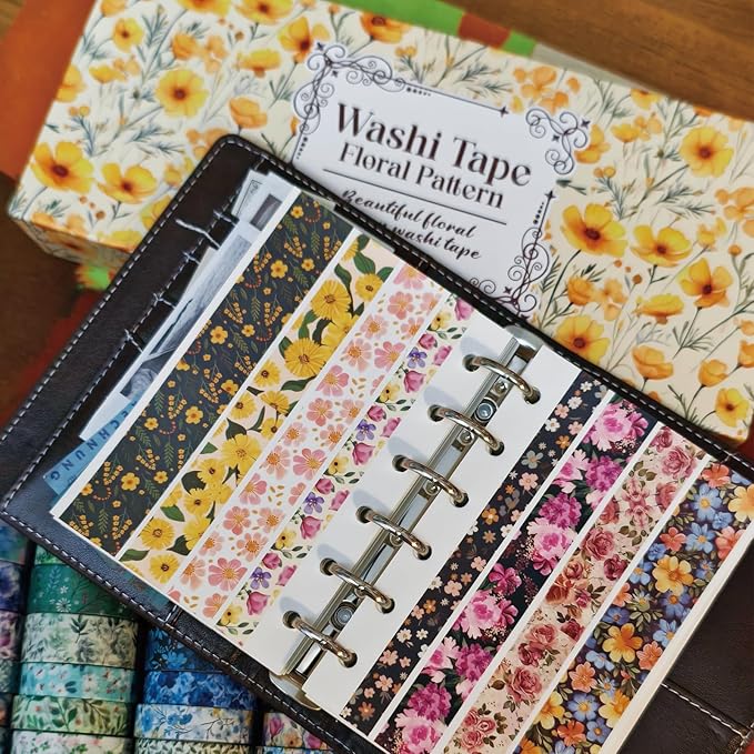 Bomichi Washi Tape, 42 Rolls Aesthetic Colored Decorative Cute Scrapbook Tape for Scrapbooking Supplies Journaling Craft Junk Journal
