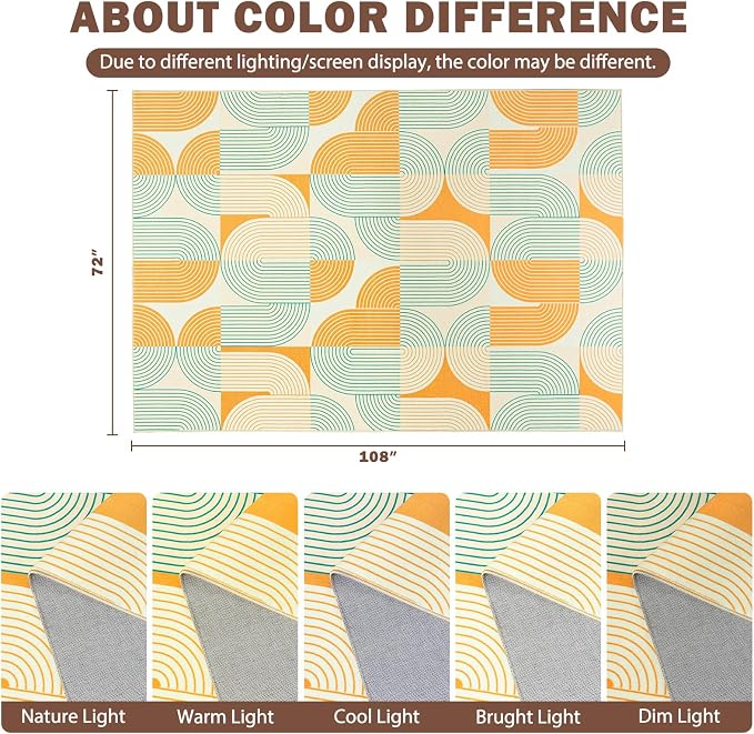 Area Rugs for Living Room 6x9, Washable Modern Abstract Rug for Bedroom, Soft Non-Slip Indoor Floor Carpet for Dining Room Nursery Office Home, Orange