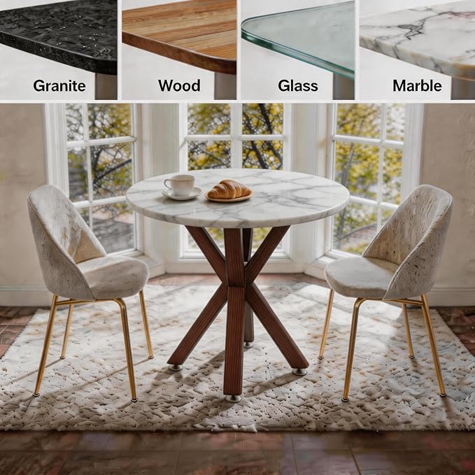 Metal Table Legs 28 Inch, Artistic Heavy Duty Dining Table Base with Suction Cups & Pre-Drilled Holes, Fits Glass Marble Wood Tops, DIY Desk Coffee Table Legs, 1000LBS Capacity, Walnut Colour