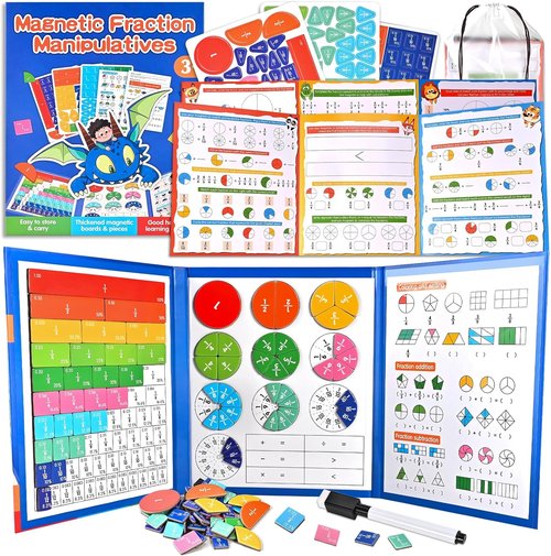 Magnetic Fraction Demonstration Book by [Brand Name] - Hands-On Fraction Tiles & Circles for Kids | Visual Math Learning Set